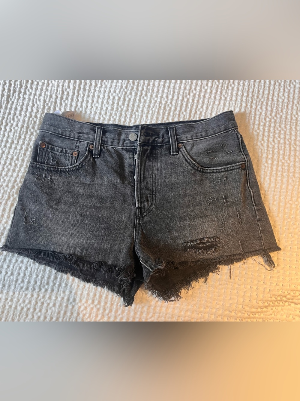 Levi's Women's Black Washed Distressed Denim Shorts